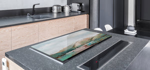 SPECIAL ORDER FOR Carol Wallace | GIGANTIC CUTTING BOARD and Cooktop Cover - Glass Kitchen Board; SINGLE: 96 x 65 cm  DD42 Paintings Series: Delicate landscape