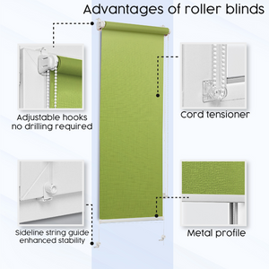 CUSTOMISED Roller Blinds - Quick and Easy Assembly with NO DRILLING – 25 rich colours - Roller Blinds for Windows and Doors – Made-to-measure roller shades