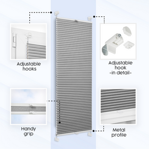 CUSTOMISED Honeycomb Pleated Blind WITHOUT DRILLING – Made-to-measure – Up and down Shades – 6 Different Fabric Colours – Honeycomb Blackout Blinds