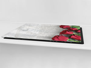 Planche à découper et Ecran anti-projections; Série de fleurs DD06B: Rose rouge 2