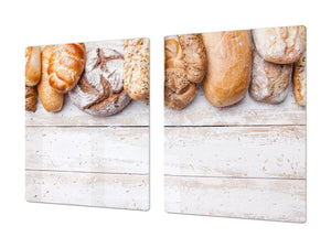 Riesig Mehrfunktional Hartglas Gehärtetes - Abdeckplatte für Induktionskochfeld; Bread and flour series DD09: Breads 5