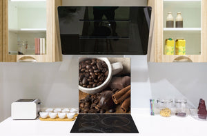 Aufgedrucktes Hartglas-Wandkunstwerk – Glasküchenrückwand BS05B Serie Kaffee B:  Coffee Beans Cinnamon 1