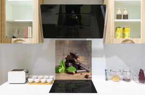 Glasrückwand mit atemberaubendem Aufdruck – Küchenwandpaneele aus gehärtetem Glas BS07 Serie Desserts:  Mint Chocolate