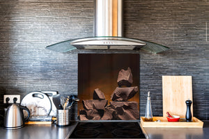 Glasrückwand mit atemberaubendem Aufdruck – Küchenwandpaneele aus gehärtetem Glas BS07 Serie Desserts:  Chocolate Brown
