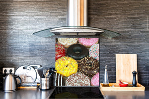 Glasrückwand mit atemberaubendem Aufdruck – Küchenwandpaneele aus gehärtetem Glas BS07 Serie Desserts:  Donut Donuts