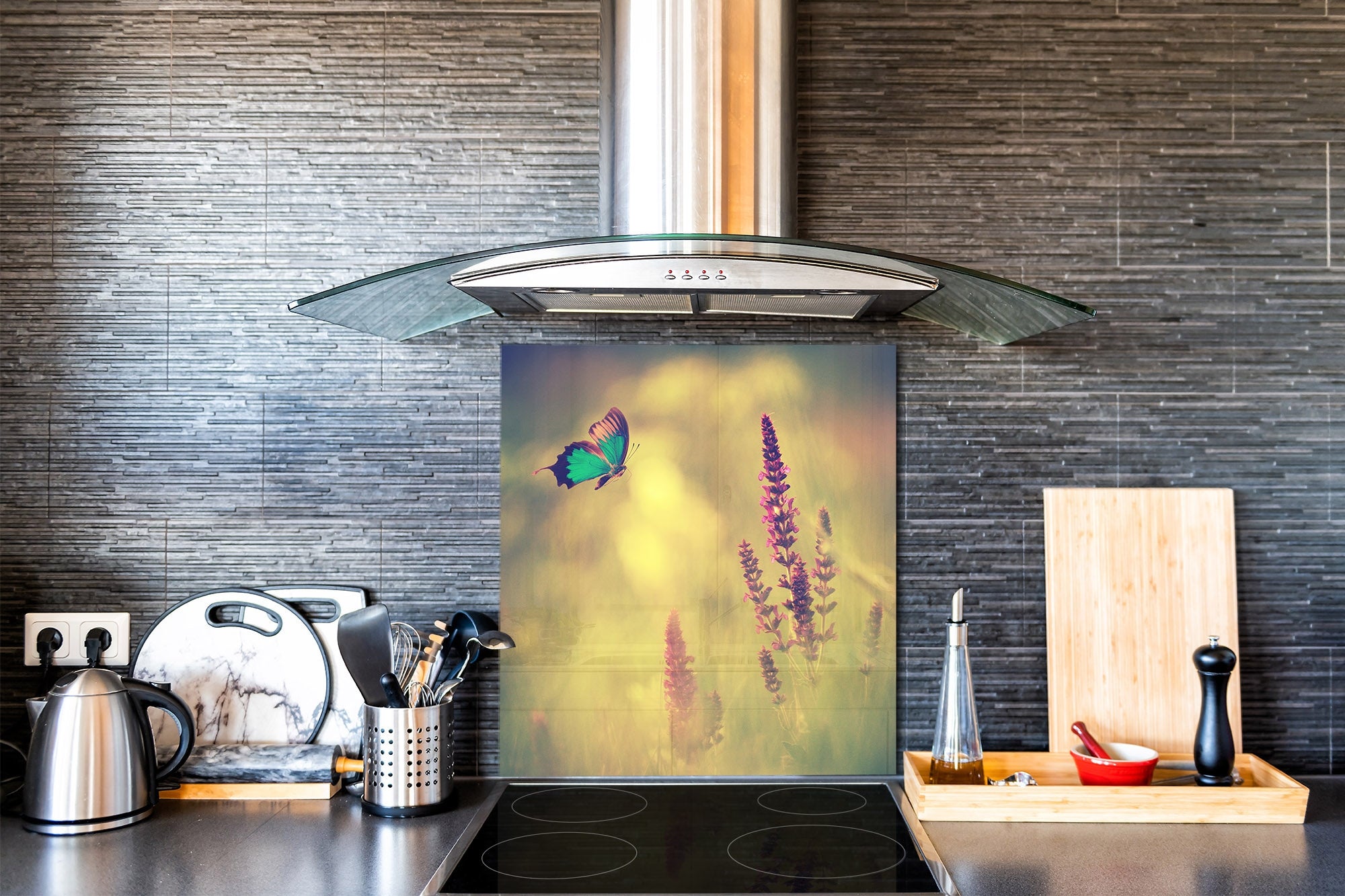 Protector antisalpicaduras baños y cocinas ; Serie hierba verde cereal –  Concept Crystal