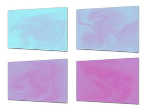 Set of 4 Chopping Boards from Tempered Glass with modern designs; MD10 Geometric Art Series:Abstract marble liquid