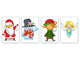 Set of four Glass Cutting Boards from toughened glass; MD11 Christmas Series: Christmas elves