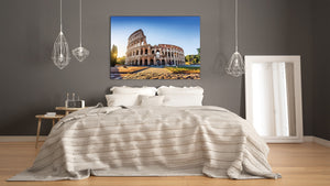 Glass Picture Toughened Wall Art  - Wall Art Glass Print Picture SART02 Cities Series: Colosseum at sunrise