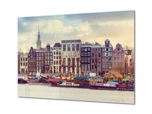 Glass Picture Toughened Wall Art  - Wall Art Glass Print Picture SART02 Cities Series: Traditional Dutch houses