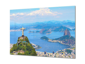 Glass Picture Toughened Wall Art  - Wall Art Glass Print Picture SART02 Cities Series: Christ Redeemer in Rio de Janeiro