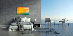 Graphic Art Print on Glass - Beautiful Quality Glass Print Picture SART01C Nature Series: Sunrise over the sea