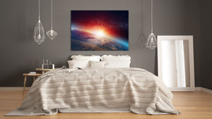 Glass Print Wall Art – Image on Glass  SART05 Miscellanous Series: Planet Earth with a spectacular sunset