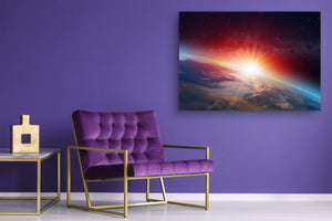 Glass Print Wall Art – Image on Glass  SART05 Miscellanous Series: Planet Earth with a spectacular sunset