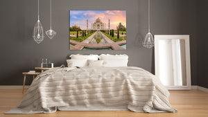 Graphic Art Print on Glass - Beautiful Quality Glass Print Picture SART01C Nature Series: Taj Mahal view at sunrise