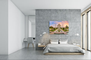 Graphic Art Print on Glass - Beautiful Quality Glass Print Picture SART01C Nature Series: Taj Mahal view at sunrise