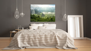 Graphic Art Print on Glass - Beautiful Quality Glass Print Picture SART01C Nature Series: Morning foggy landscape