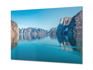 Glass Printed Picture - Wall Picture behind Tempered Glass SART01D Nature Series: Mountain landscape with reflection