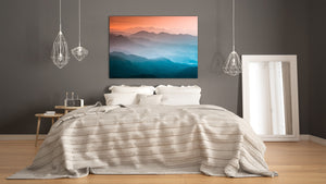 Glass Printed Picture - Wall Picture behind Tempered Glass SART01D Nature Series: Mountains under mist