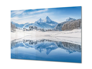 Graphic Art Print on Glass - Beautiful Quality Glass Print Picture SART01C Nature Series: Wonderland scenery in the Alps