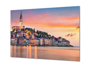 Glass Picture Toughened Wall Art  - Wall Art Glass Print Picture SART02 Cities Series: Sunset by the Adriatic Sea