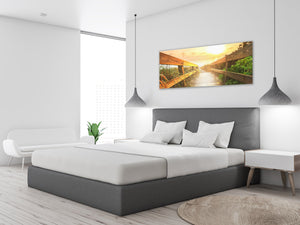 Glass Print Wall Art – Image on Glass 125 x 50 cm (≈ 50” x 20”) ; Sunset 6