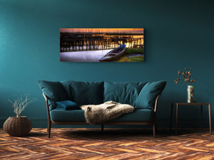 Glass Print Wall Art – Image on Glass 125 x 50 cm (≈ 50” x 20”) ; Lake 10