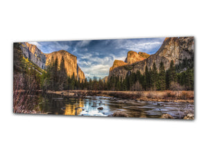 Glass Print Wall Art – Image on Glass 125 x 50 cm (≈ 50” x 20”) ; Mountains 10