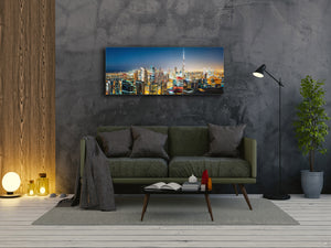 Beautiful Quality Glass Print Picture – Available in 5 different sizes – Cities Series 04: Nighttime skyline in Dubai