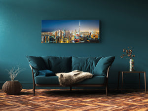 Beautiful Quality Glass Print Picture – Available in 5 different sizes – Cities Series 04: Nighttime skyline in Dubai