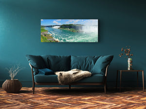 Glass Print Wall Art – Image on Glass 125 x 50 cm (≈ 50” x 20”) ; Waterfall