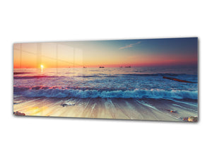 Glass Print Wall Art – Image on Glass 125 x 50 cm (≈ 50” x 20”) ; Sea 15