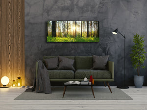 Glass Print Wall Art – Image on Glass 125 x 50 cm (≈ 50” x 20”) ; Forest 6