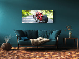 Glass Print Wall Art – Image on Glass 125 x 50 cm (≈ 50” x 20”) ; Motorcycle 3