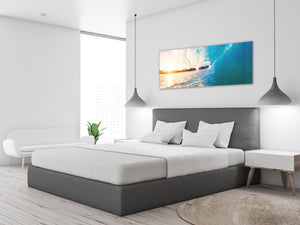 Glass Print Wall Art – Image on Glass 125 x 50 cm (≈ 50” x 20”) ; Waves