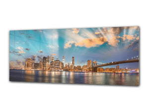 Glass Print Wall Art – Image on Glass 125 x 50 cm (≈ 50” x 20”) ; City 33