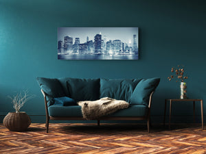 Glass Print Wall Art – Image on Glass 125 x 50 cm (≈ 50” x 20”) ; City by Night 27