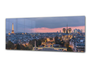 Glass Print Wall Art – Image on Glass 125 x 50 cm (≈ 50” x 20”) ; City 32