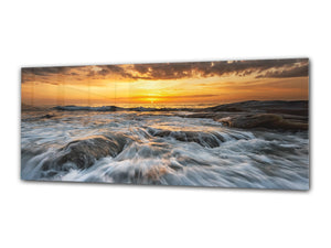 Glass Print Wall Art – Image on Glass 125 x 50 cm (≈ 50” x 20”) ; Sea 14