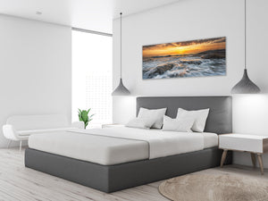 Glass Print Wall Art – Image on Glass 125 x 50 cm (≈ 50” x 20”) ; Sea 14