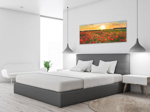 Glass Print Wall Art – Image on Glass 125 x 50 cm (≈ 50” x 20”) ; Poppies 4