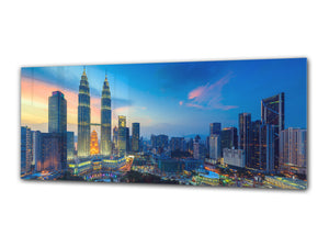 Glass Print Wall Art – Image on Glass 125 x 50 cm (≈ 50” x 20”) ; City by night 18