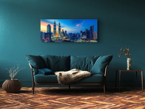 Glass Print Wall Art – Image on Glass 125 x 50 cm (≈ 50” x 20”) ; City by night 18