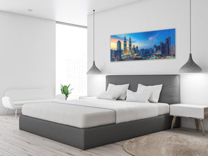 Glass Print Wall Art – Image on Glass 125 x 50 cm (≈ 50” x 20”) ; City by night 18