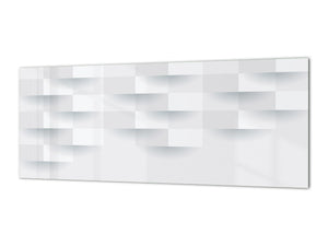 Glass backsplash w/ and w/o metal sheet backing with magnetic properties: White vector panel