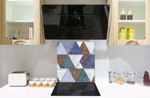 Printed tempered glass backsplash – Glass kitchen splashback NBS06 Textures and tiles 2 Series: Colourful tiles