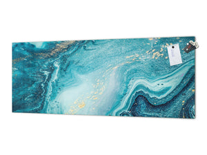 Glass backsplash w/ and w/o metal sheet backing with magnetic properties: Ocean briefing art 2