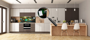 Toughened printed glass backsplash - Wideformat steel coated wall glass splashback: Abstract motion on canvas