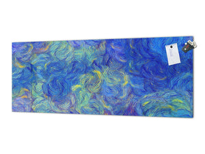 Stunning glass wall art - Wide format  backsplash with magnetic properties:   Van Gogh Modern art