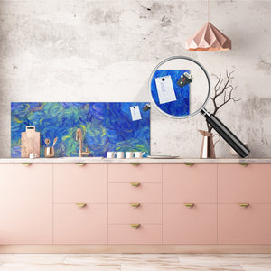 Stunning glass wall art - Wide format  backsplash with magnetic properties:   Van Gogh Modern art